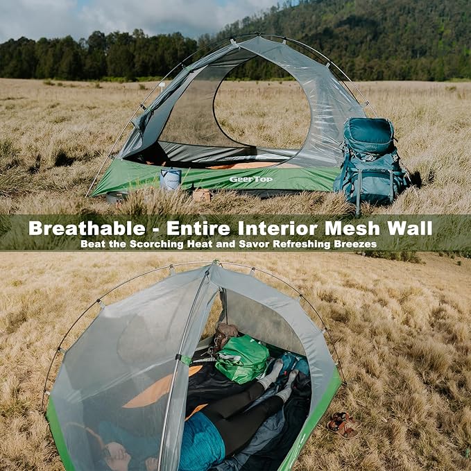 GEERTOP Ultralight Backpacking Tent 2 Person Waterproof Camping Tent 2 Man Double Wall Outdoor Easy Setup Tent for Family Camp, Hiking Hunting Mountaineering Travel