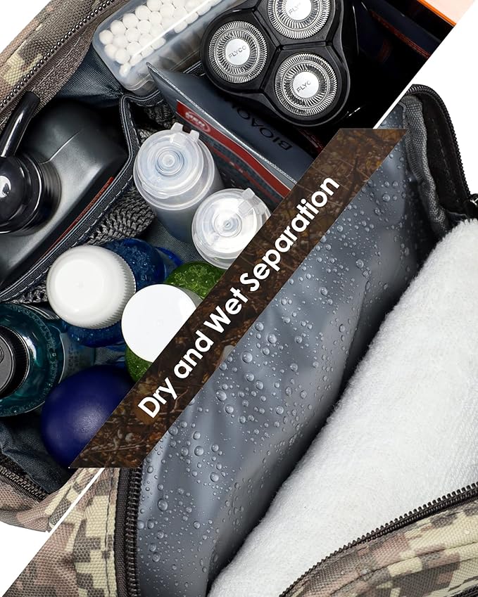 TACTICISM Toiletry Bag for Men - Dry Wet Separate Travel Toiletry Bag, Tactical Molle Dopp Kit for Men with Large Capacity, Water-Resistant Shaving Bag for Adult Women for Travel, ACU Camo