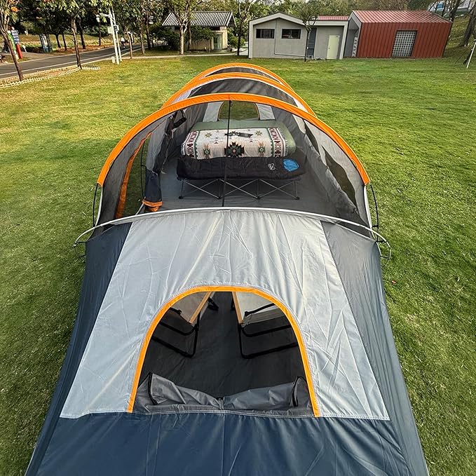 CAMPROS CP Tent 12-Person-Camping-Tents,3 Room Family Tents,Waterproof Windproof Family Tent with Top Rainfly,6 Large Mesh Windows,Double Layer,Easy Set Up, Portable with Carry Bag-20' x 9' x 72"(H)