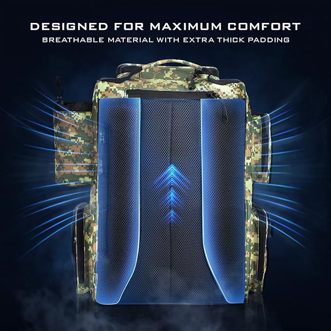 KastKing Bait Boss Fishing Tackle Backpack with Rod Holders-4 Tackle Boxes-Rain Cover,43L Large Storage for Fishing Gear