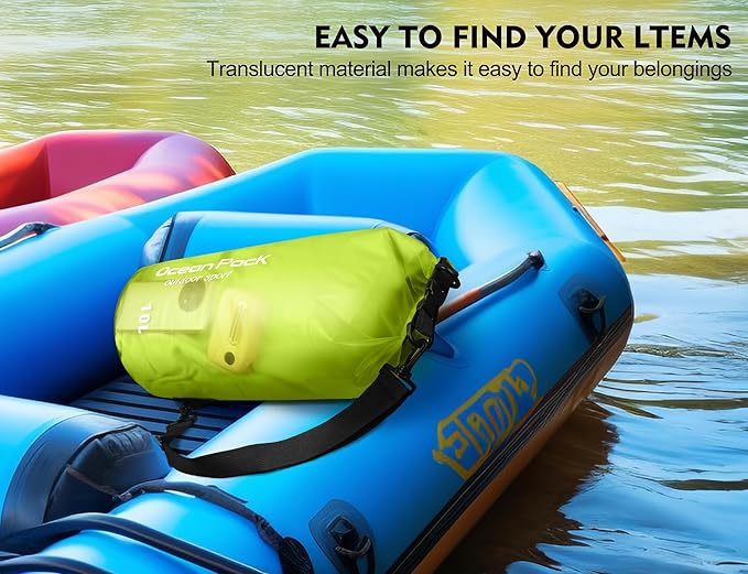 2 Pieces Waterproof Dry Bag for Women and Men, 10L Roll Top Waterproof Backpack Sack with Waterproof Phone Case, for Hiking, Backpacking, Kayaking, Camping, Swimming, Boating(grass green)