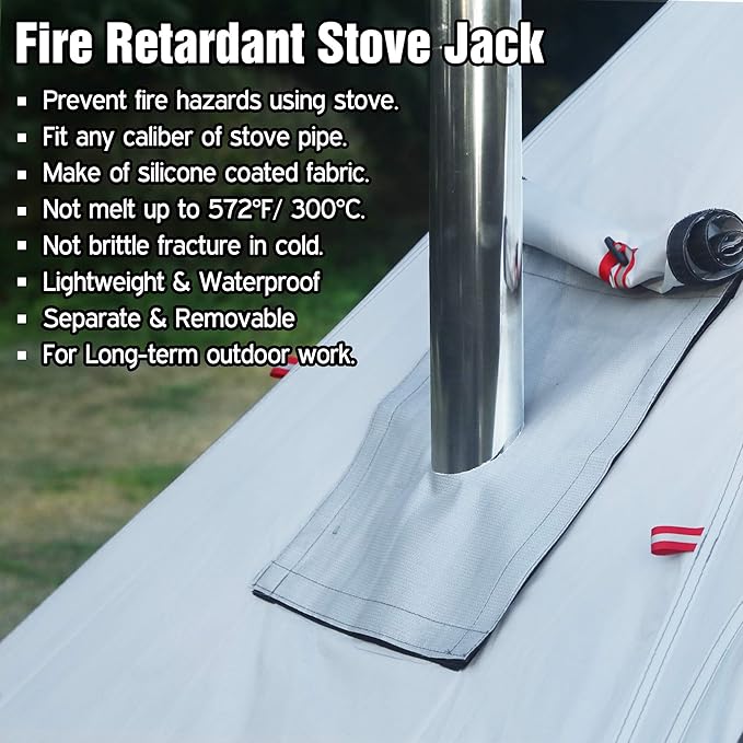 PRESELF 3 Person Lightweight Tipi Hot Tent with Fire Retardant Flue Pipes Window Teepee Tents for Family Team Outdoor Backpacking Camping Hiking