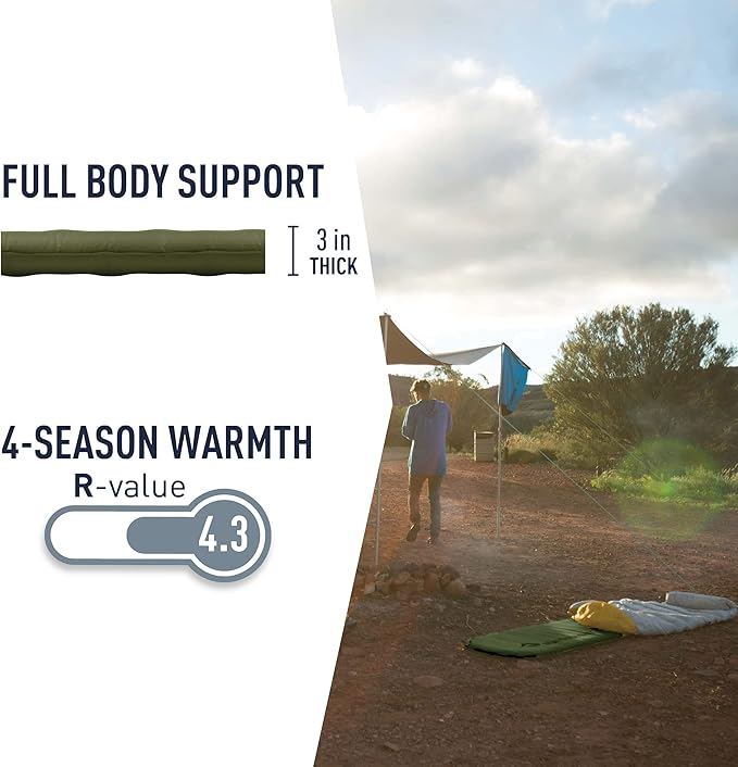 Sea to Summit Camp Plus Self-Inflating Foam Sleeping Mat for Camping, Rectangular - Regular (72 x 25 x 3 inches)