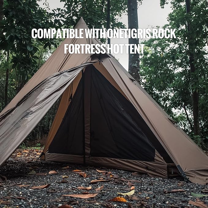 OneTigris Rock Fortress Hot Tent with Stove Jack, 4 Season, 4-6 Person Tipi for Camping, Backpacking, Hunting, Fishing - Waterproof, Wind-Proof