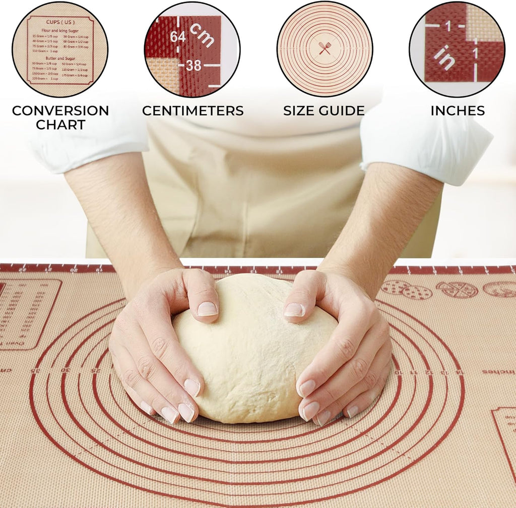 Zulay Kitchen Silicone Baking Mat Sheet - Reusable Silicone Baking Sheet - Easy & Convenient Nonstick Baking Supplies - Mats for Baking - Oven Safe - 16.5"x11.6" (Light Red)