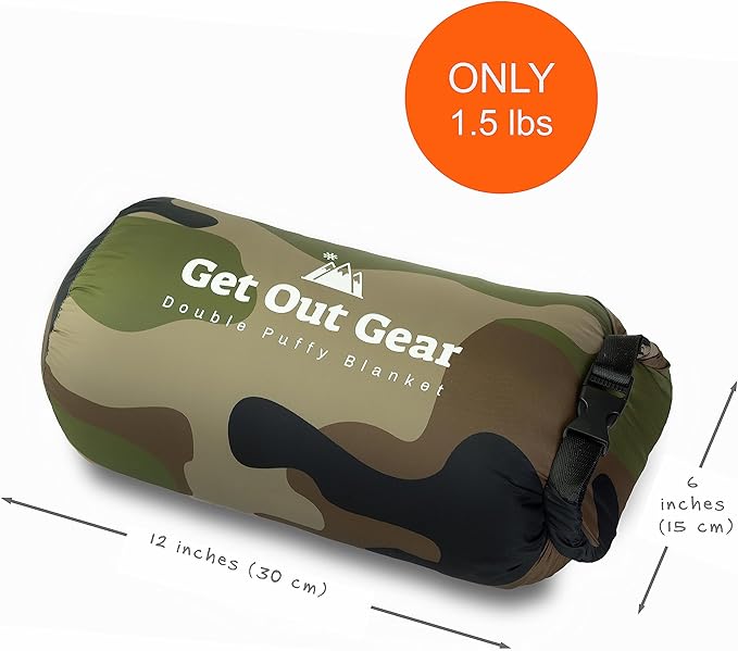 Down Camping Blanket - Puffy, Packable, Lightweight and Warm | Ideal for Outdoors, Travel, Stadium, Festivals, Beach, Hammock | 650 Fill Power Water-Resistant Backpacking Quilt