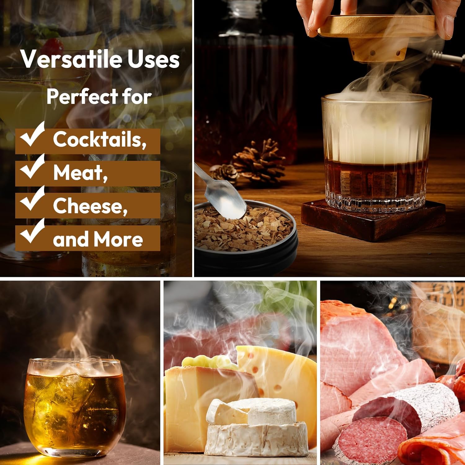 Cocktail Smoker Wood Chips Variety Pack - 8 Unique Flavors for Bourbon Whiskey Smoker Kit - Apple, Hickory, Cherry, Pear, Oak, Pecan, Beech, Mesquite, Perfect for Gift for Whiskey Lover & Home Bar