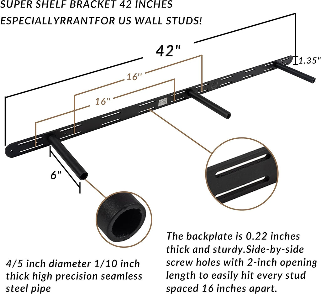 Rustic Floating Shelves 48 inch Long 8 inch deep Set of 2, Solid Wood Wall Shelves for Bedroom Living Room Kitchen,Book Shelf for Wall, Wall Mounted Shelves with Hidden Bracket- Gold Oak