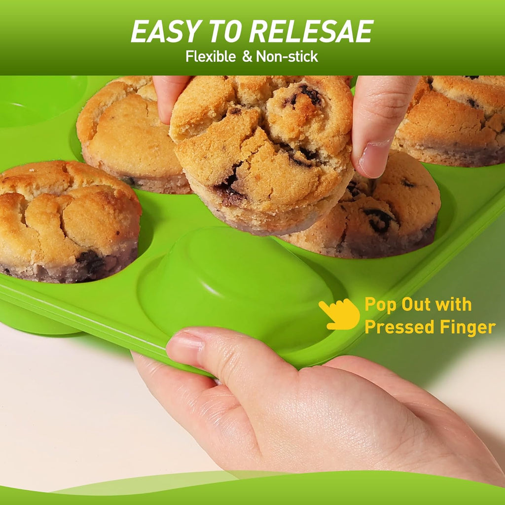 2 Pack 6 Cups Silicone Jumbo Muffin Pan with Metal Reinforced Frame Silicone Molds Mother Day Best Mama Mommy Bonus Mom Ever Mother In Law Gifts Step Mom Stepmom Grandma Gigi Granny Nana Present