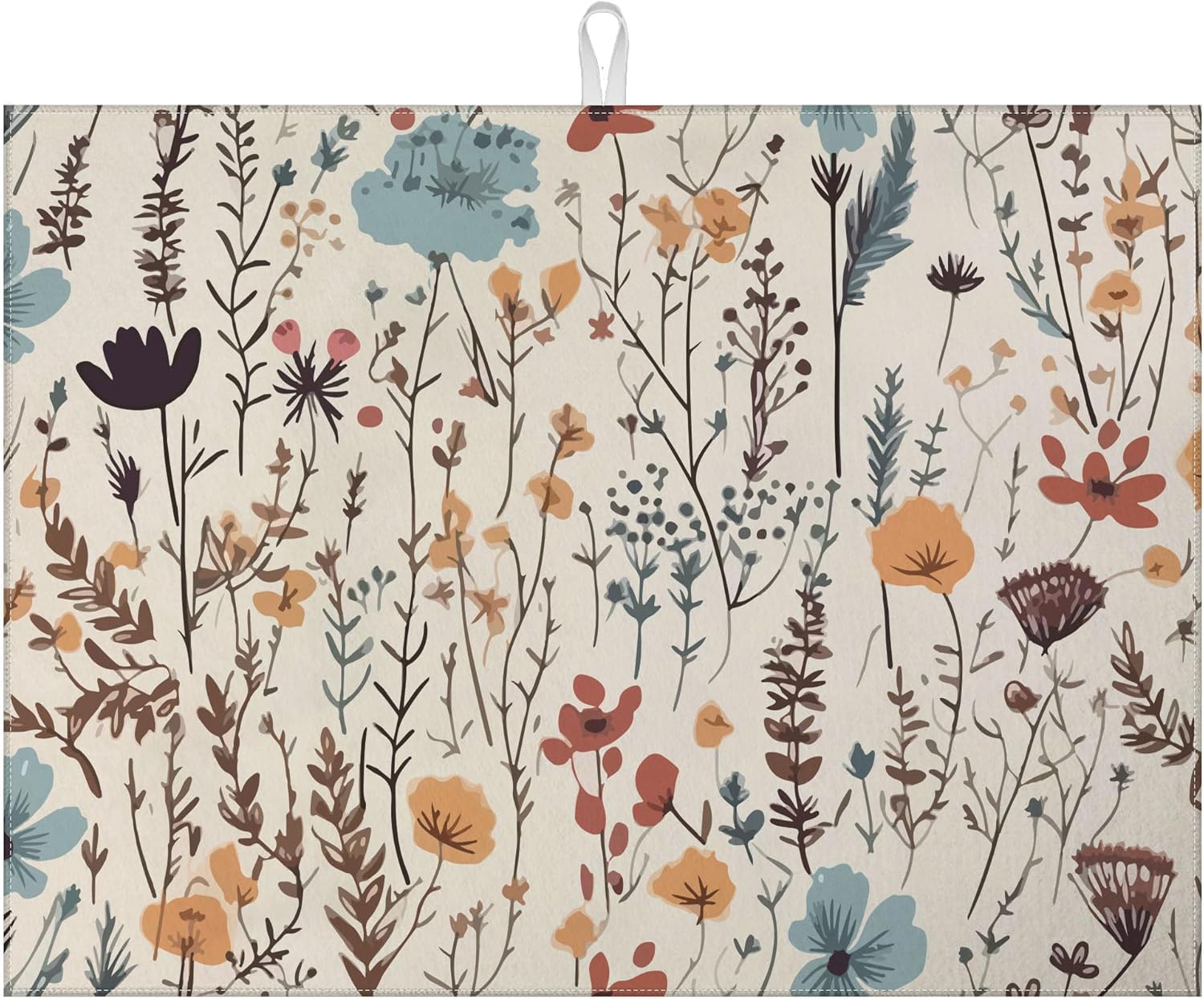 Vintage Floral Dish Drying Mat for Kitchen Counter Microfiber Absorbent Dish Kitchen Drying Mat Draining Reusable Washable for Dishes/Utensils/Counterto