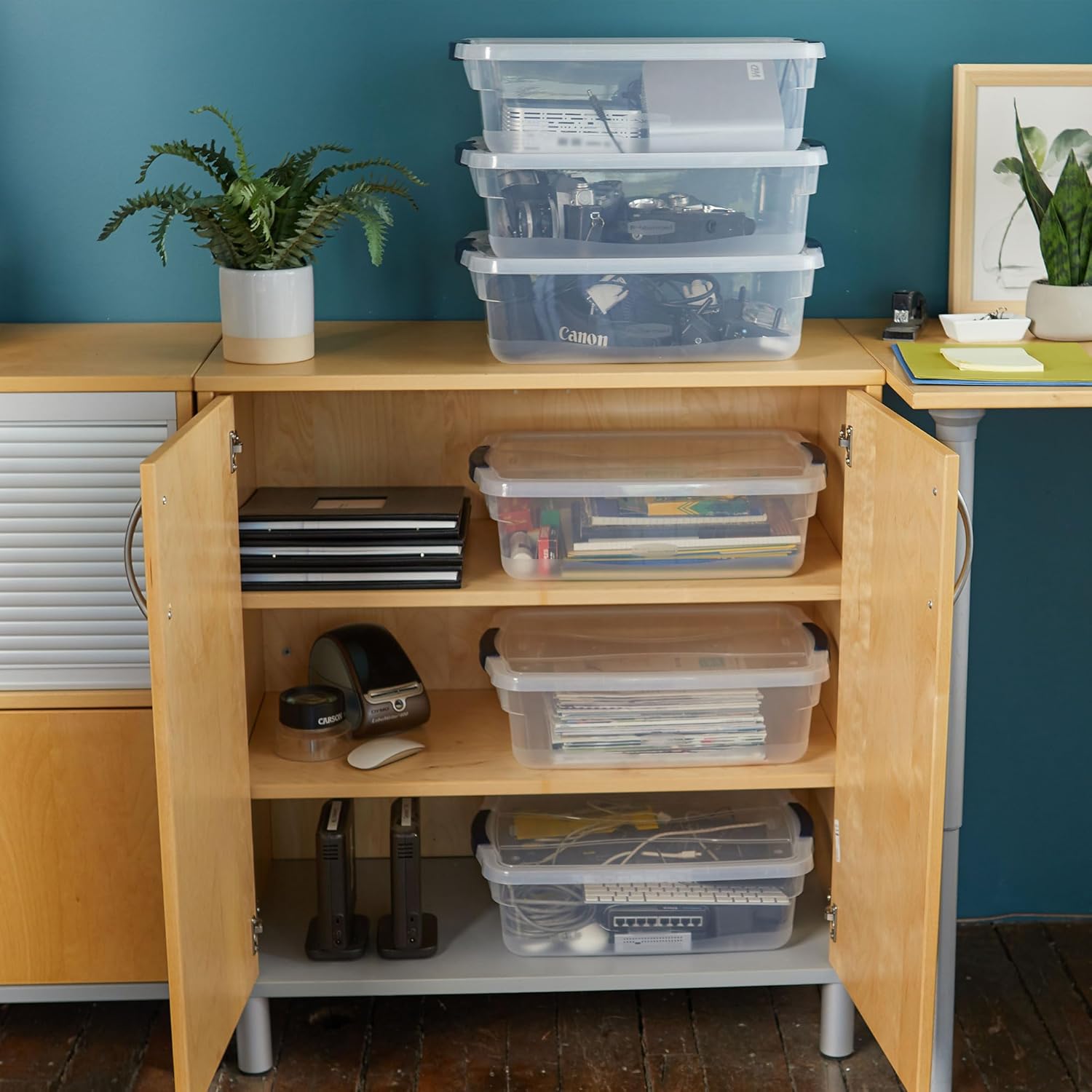 Rubbermaid Cleverstore 17 Qt Clear Storage Bins with Lids, 6-Pack, Stackable, BPA-Free, Made in USA