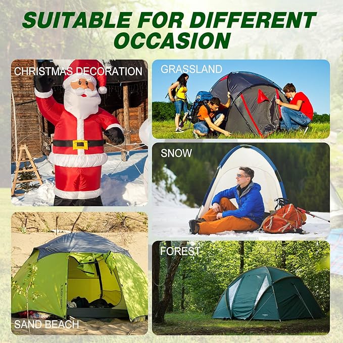 10 Pcs 8" Screw in Tent Stakes Heavy Duty Tent Stakes Drillable Ground Anchors Screw Metal Tent Pegs Threaded Tent Spikes with Head Driver for Swing Inflatable Decor (Illuminant White)