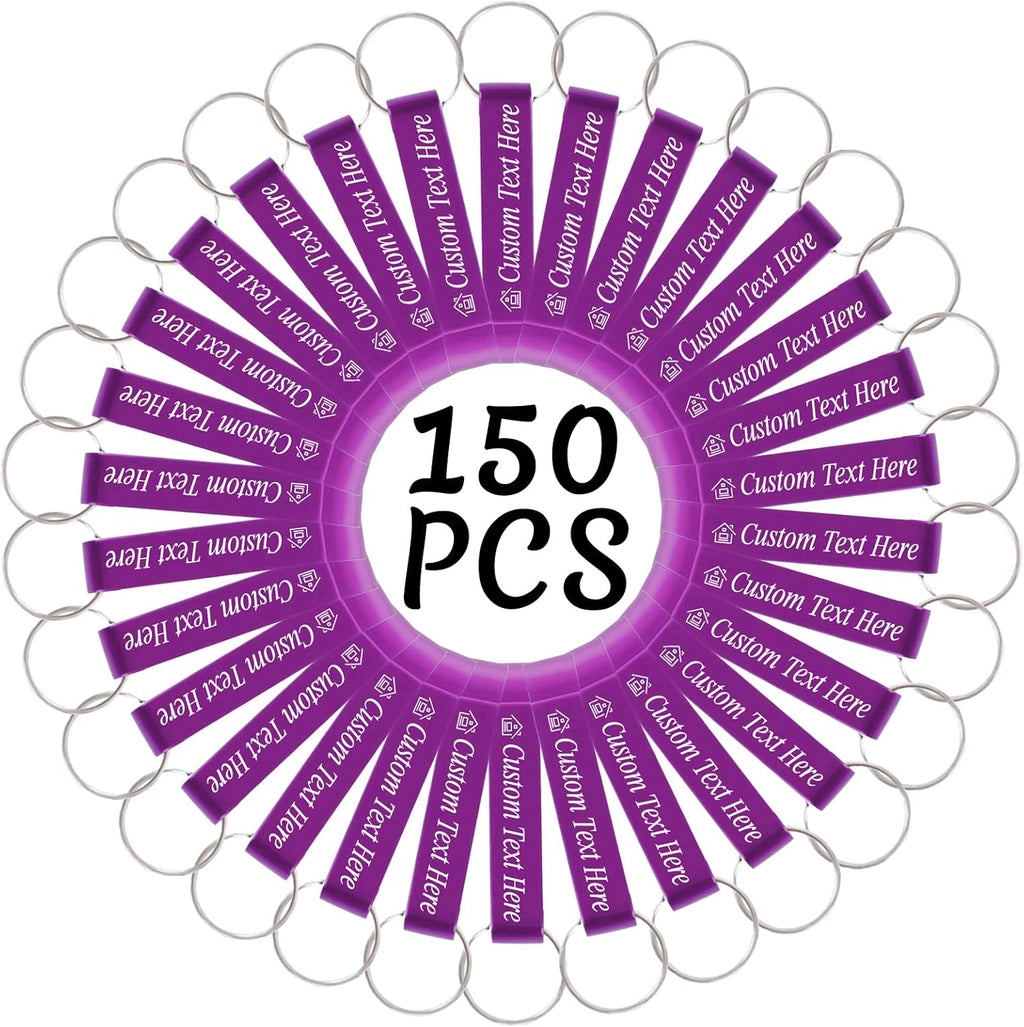 150PCS Personalized Bottle Opener Keychain Bulk Custom Beer Bottle Opener with Logo Text Engraved Wedding Bottle Opener Favors Customized Gifts for Guests Baby Shower Birthday Party-Purple