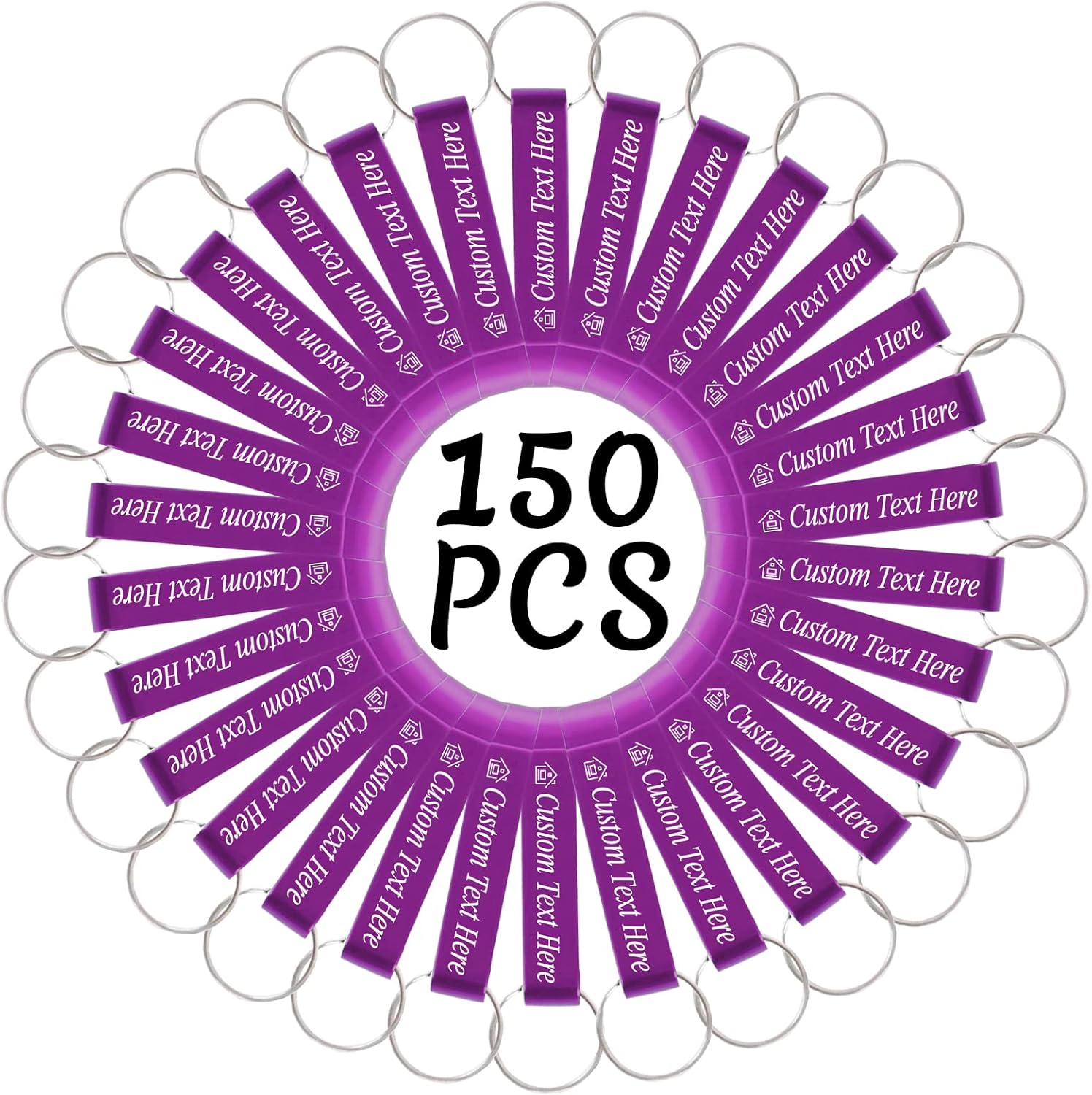 150PCS Personalized Bottle Opener Keychain Bulk Custom Beer Bottle Opener with Logo Text Engraved Wedding Bottle Opener Favors Customized Gifts for Guests Baby Shower Birthday Party-Purple