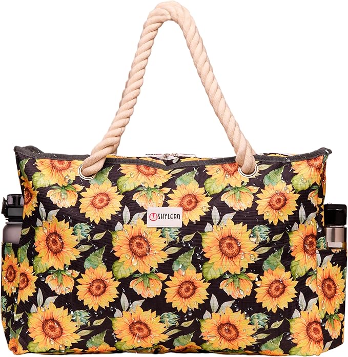 SHYLERO Beach Bag and Pool Bag. Has Airtight Pouch, Ton of Pockets. Beach Tote is Zippered, Water Resistant. Family Size