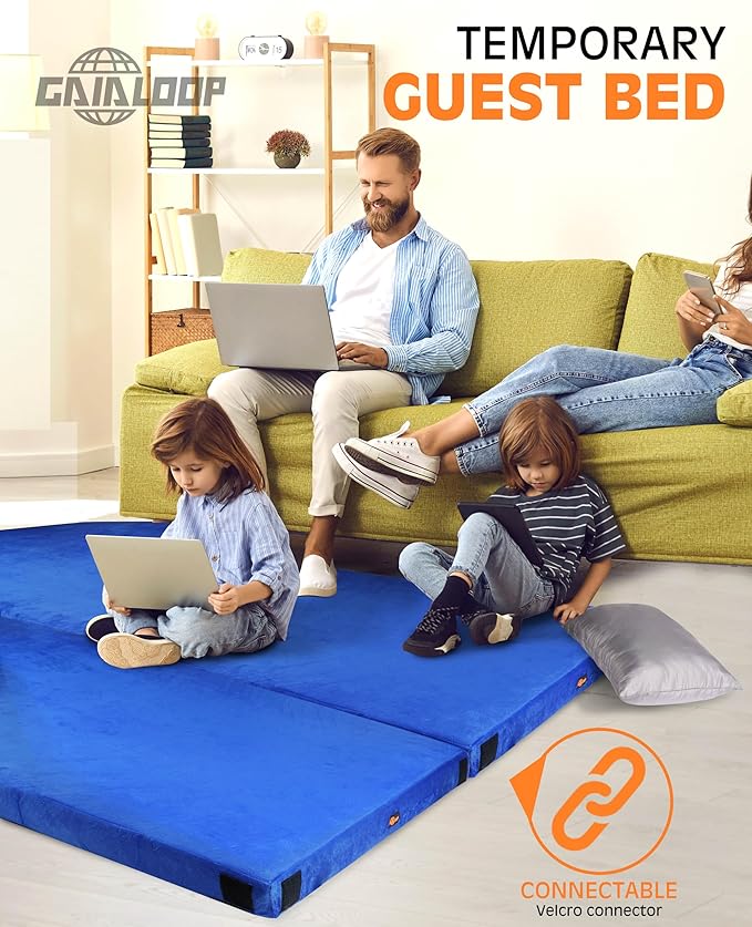 3 Inch GAIALOOP Thick Memory Foam Camping Mattress Sleeping Pad [Car/Tent/Cot] Glamping Portable Floor Mat Roll Up Futon Mattress for Guests Sleepover