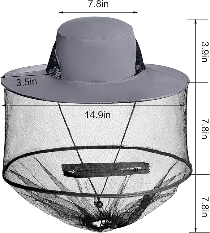 Sucrain 2 Pack Mosquito Head Net Hat Sun Hat Garden Bug Hat with Hidden Net Mesh for Outdoor Gardening Beekeeping