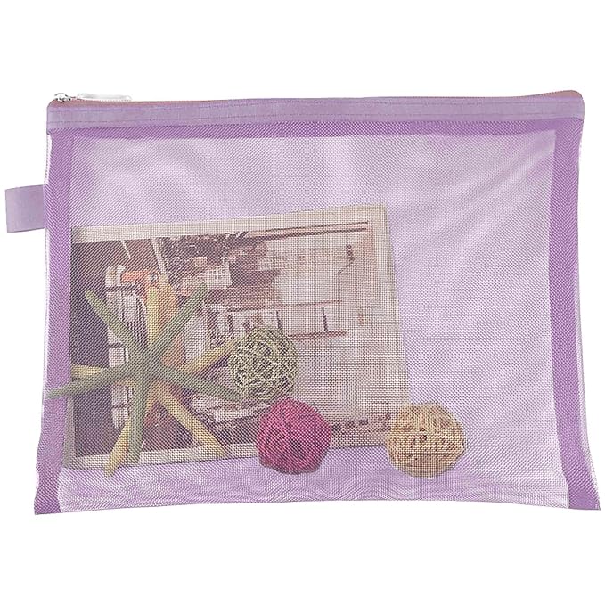 Clear Cosmetic Bags Zip Makeup Mesh Bags Pencil Case Pouch Travel Toiletry Kit Set Storage Case ((6A+5A)*3 Light Purple)