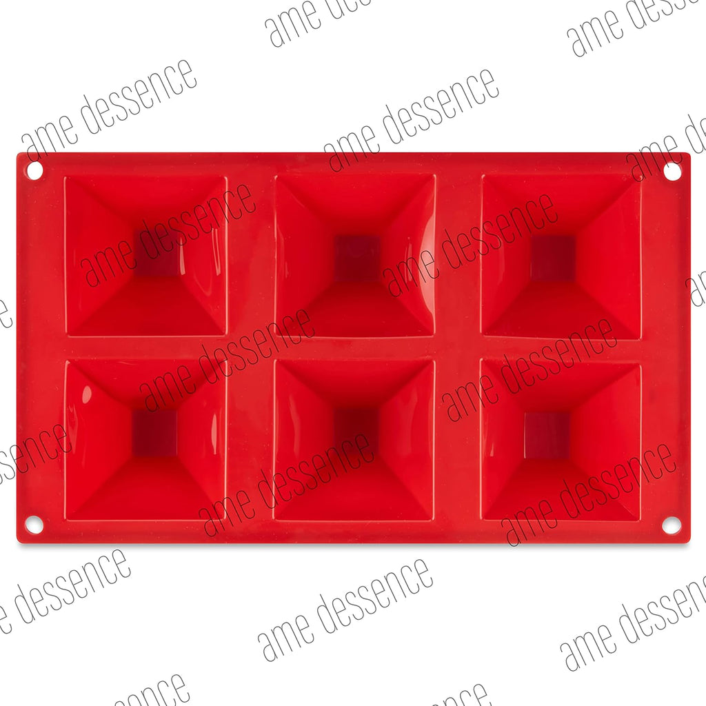 AME D'ESSENCE Pyramid Shaped Silicone Baking Mold - Non-Stick, Flexible, 6-Cup Capacity (3 oz), Reusable and Food-Grade - Perfect for Pyramid-Shaped Cakes, Brownies, and More!