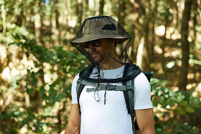 2 Pack Mosquito Head Net Mesh for Hiking & Outdoors,Bug Netting over Hat Adults Fishing,Insect Shield Protection Face Cover Mask Hood against Fly Midge Gnat