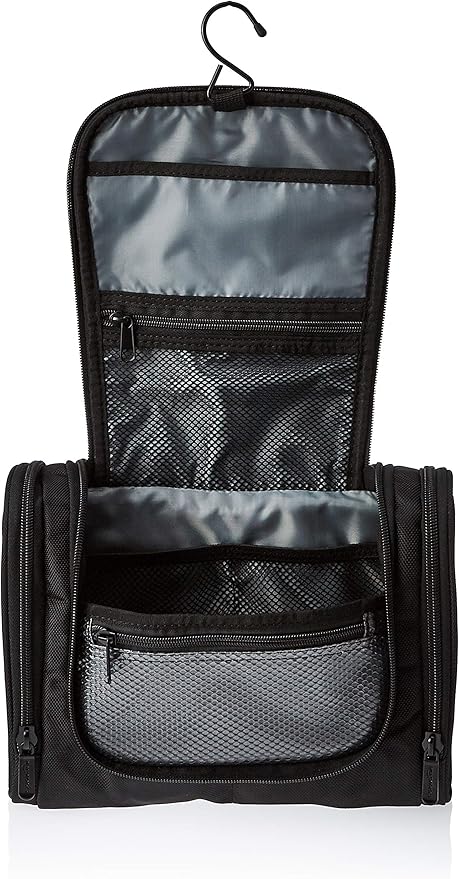 Amazon Basics Hanging, Travel Toiletry Bag Organizer, Shower Dopp Kit, Black