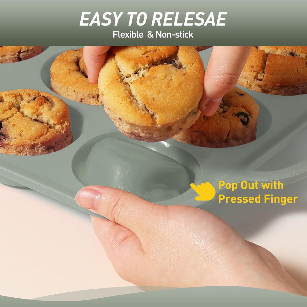 12 Cups Silicone Muffin Pan with Metal Reinforced Frame Cupcake Pan Tray Egg Molds Parents Stepdad Pawpaw Who Want Nothing Everything Future Groom Bride Law Christmas Xmas Happy Birthday Gifts Ideal