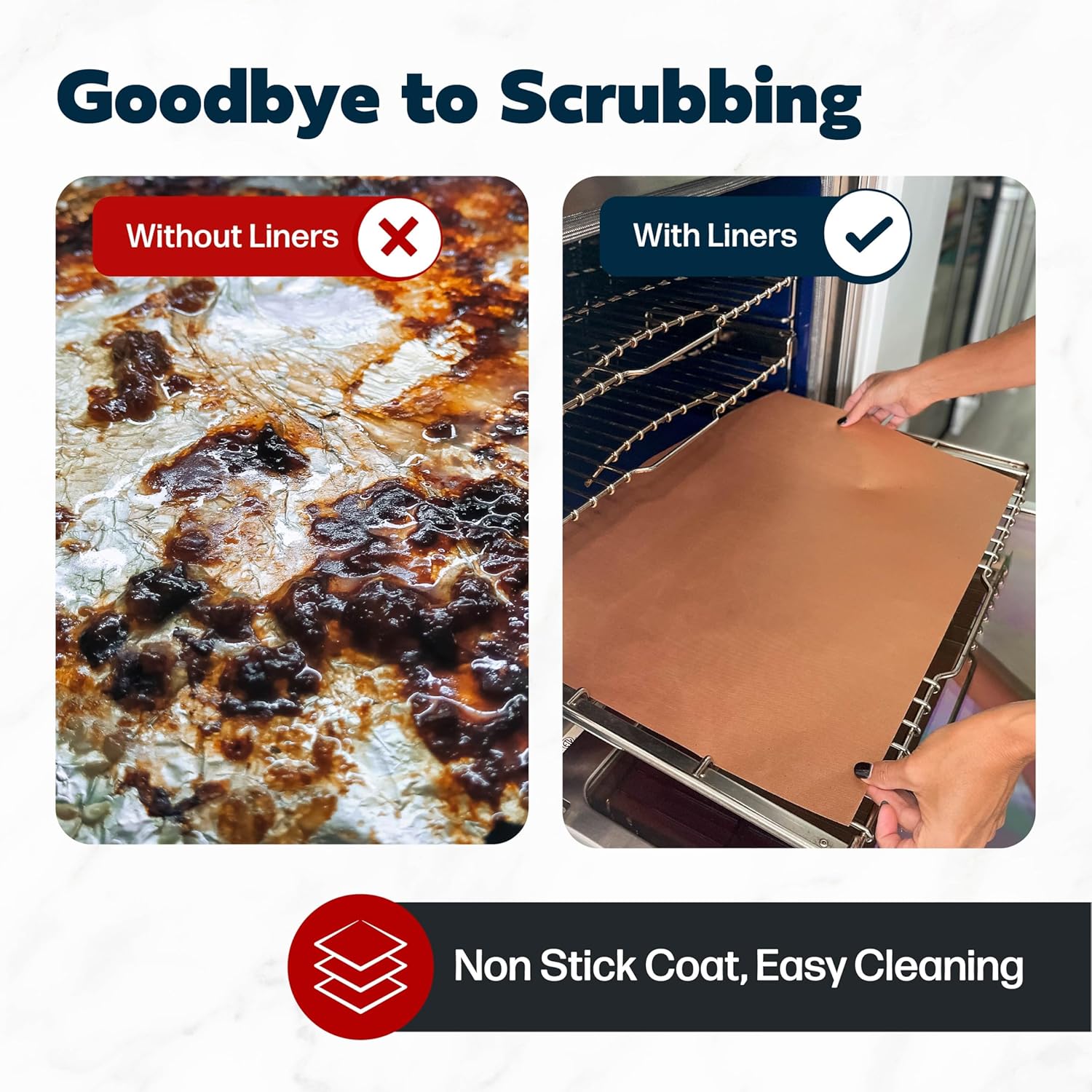 Cooks Innovations Non-Stick Oven Protector Mat - 2 Heavy Duty Nonstick Rack Liners to Protect Convection, Electric, Gas & Microwave Ovens - BPA & PFOA Free Heat Resistant Baking Mat