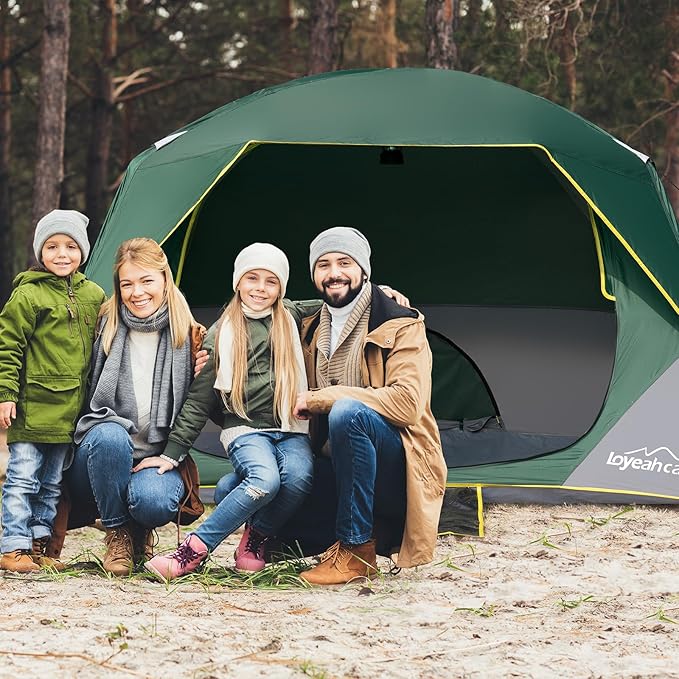 4 Person Blackout Camping Tent, Easy Setup Waterproof Family Dome Tent for Camping with Rainfly, Portable Double Layer Large Family Tent for Outdoor Camping&Hiking