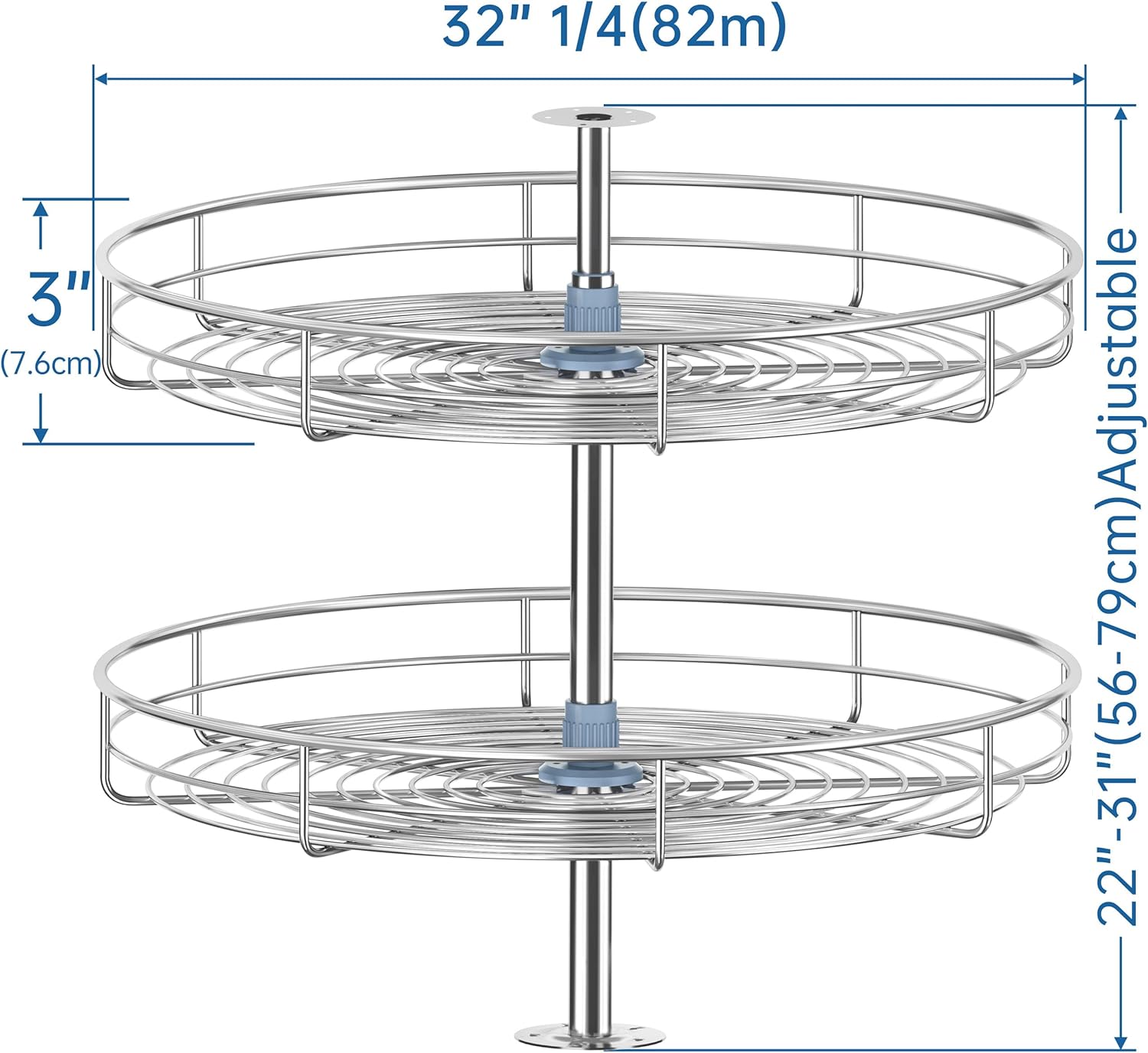 32 1/4" Lazy Susan Turntable for Cabinet, Full Circle Corner Cabinet Lazy Susan Replacement Shelves, Suitable for Minimum Cabinet Size 36 inches, Rotating Rack for Corner Base