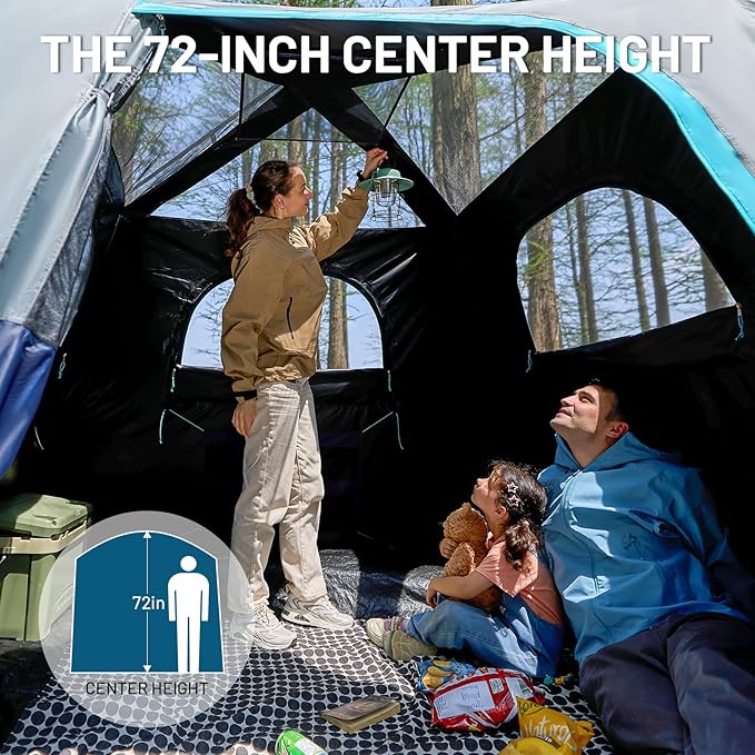 TIMBER RIDGE 6 Person Blackout Camping Tent, 60s Easy Setup Instant Cabin Tent for Family with Rainfly, Water-Resistant, 9' x 9' x 72" for Outdoor Adventures Gatherings