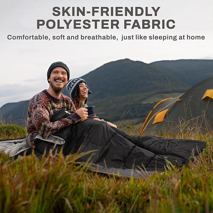 Sleeping Bag for Adults Teens Kids Cold Warm Weather, Portable Waterproof & Lightweight, Compact with Compression Sack, for 3-4 Seasons Camping, Backpacking, Hiking, Travel, Indoors Outdoors