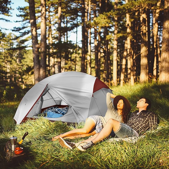 Bessport Camping Tent for 2-3 Person, Lightweight Backpacking Tent Waterproof Windproof Two Doors Easy Setup Double Layer Outdoor Tents for 3 to 4 Seasons, Suitable for Outdoor,Hiking,Camping