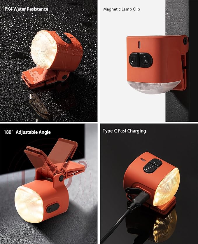 2-Pack Mini Hands Free Rechargeable Hat Light Camping Lanterns Magnetic IPX4 Waterproof Clip on Ultra Light for Emergency, Outdoor, Camping, Fishing, Biking, Night Running (Green)