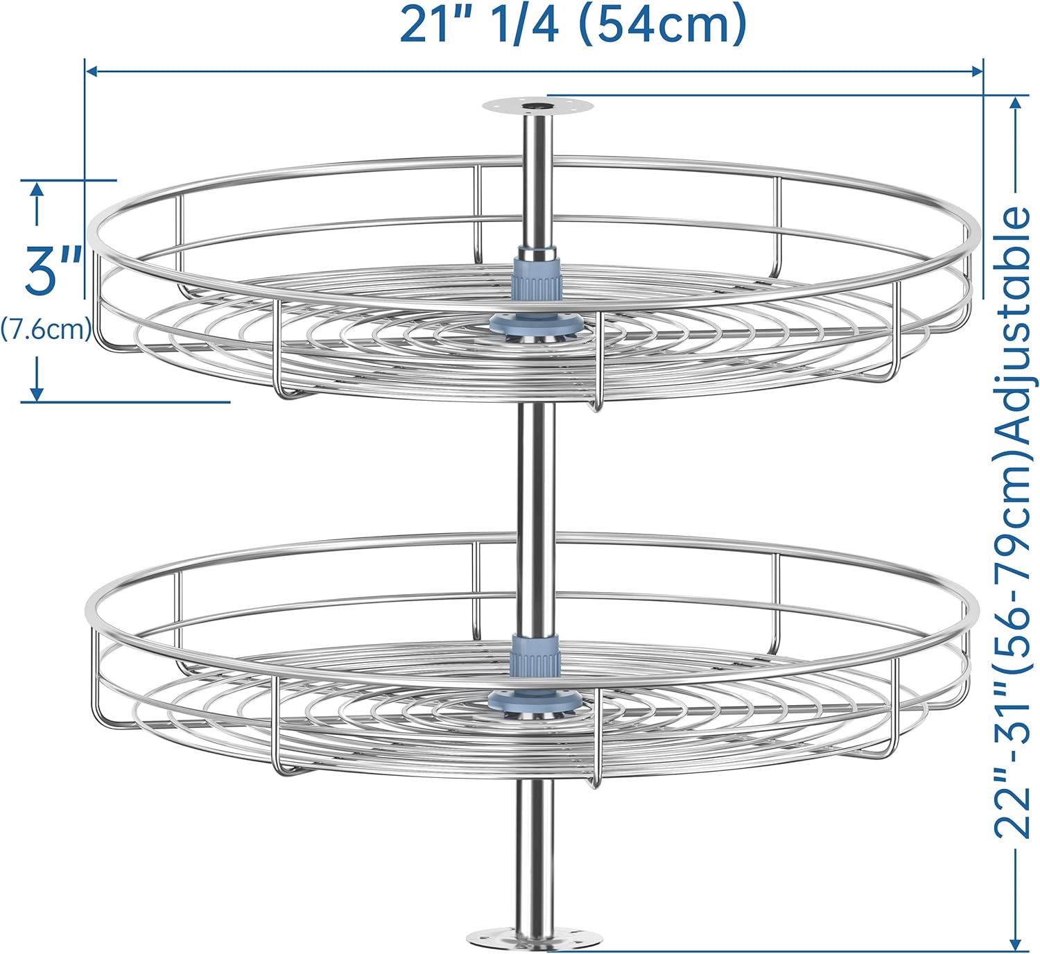 21 1/4" Lazy Susan Turntable for Cabinet, Full Circle Corner Cabinet Lazy Susan Replacement Shelves Rotating Rack for Corner Base, Fits Cabinets Over 23"