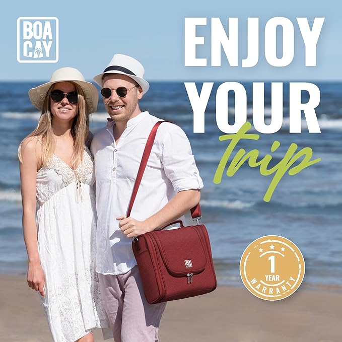 BOACAY Extra Large Hanging Travel Toiletry Bag for Women and Men, Makeup Bag, Bathroom & Shower Organizer Kit for Accessories, Cosmetics, Essentials