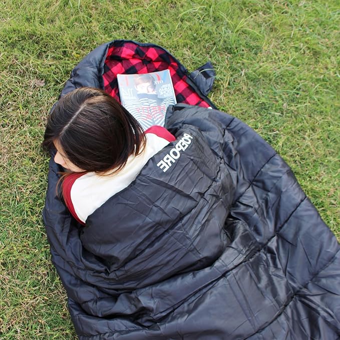 0 Degree Sleeping Bag 100% Cotton Flannel XXL Cold Weather Winter Oversized Sleeping Bag for Adults Camping Zero Degree Big and Tall with Compression Sack