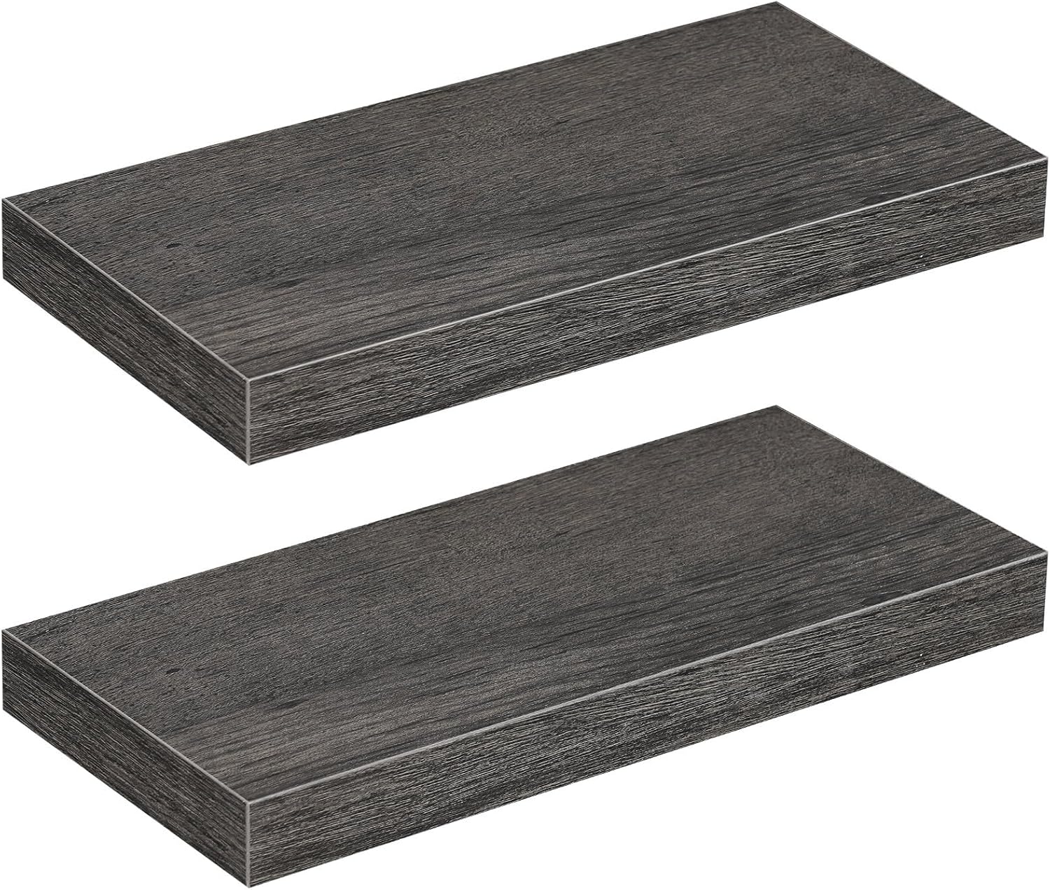 HOOBRO Floating Shelves for Wall, Wall Mounted Shelf Set of 2, 15.7" Hanging Shelf with Invisible Brackets, for Wall in Bathroom, Bedroom, Toilet, Kitchen, Living Room, Office, Charcoal Gray BC40BJ01