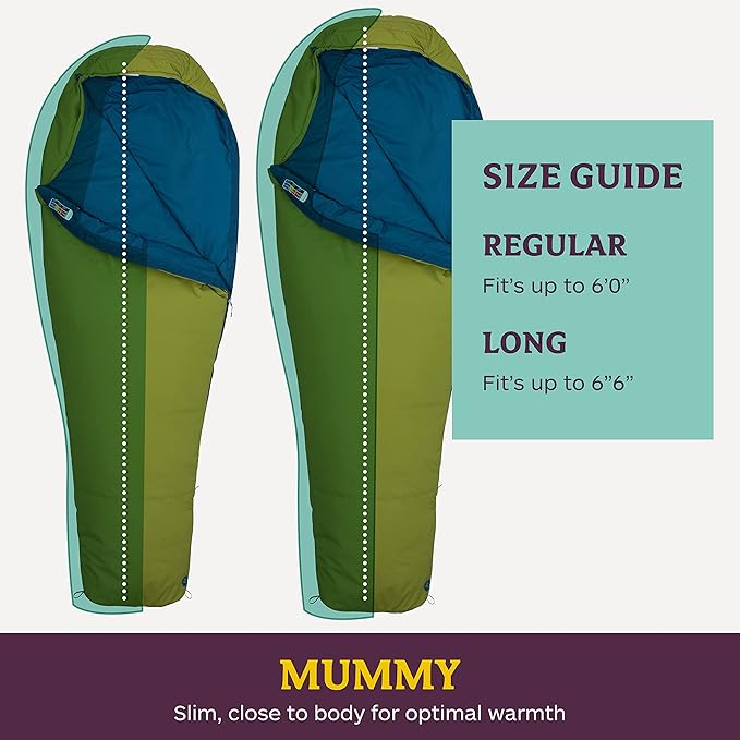 MARMOT Voyager 45° or 55° Mummy Sleeping Bags, Synthetic Spirafil Insulation for Camping & Backpacking