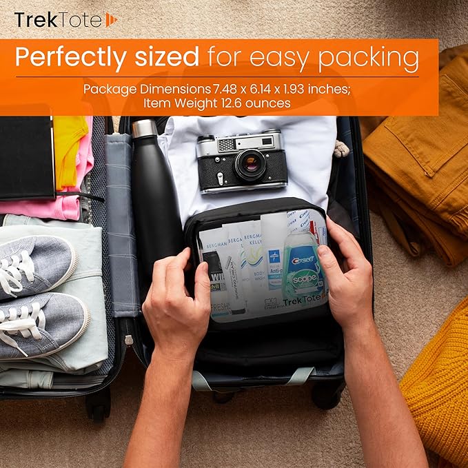 Trektote Travel Toiletry Kit For Men And Women – 20 Piece Set of Travel Size Toiletries, TSA Compliant, Includes Shampoo And Conditioner, Body Wash, Oral Care, Reusable Toiletry Bag & More