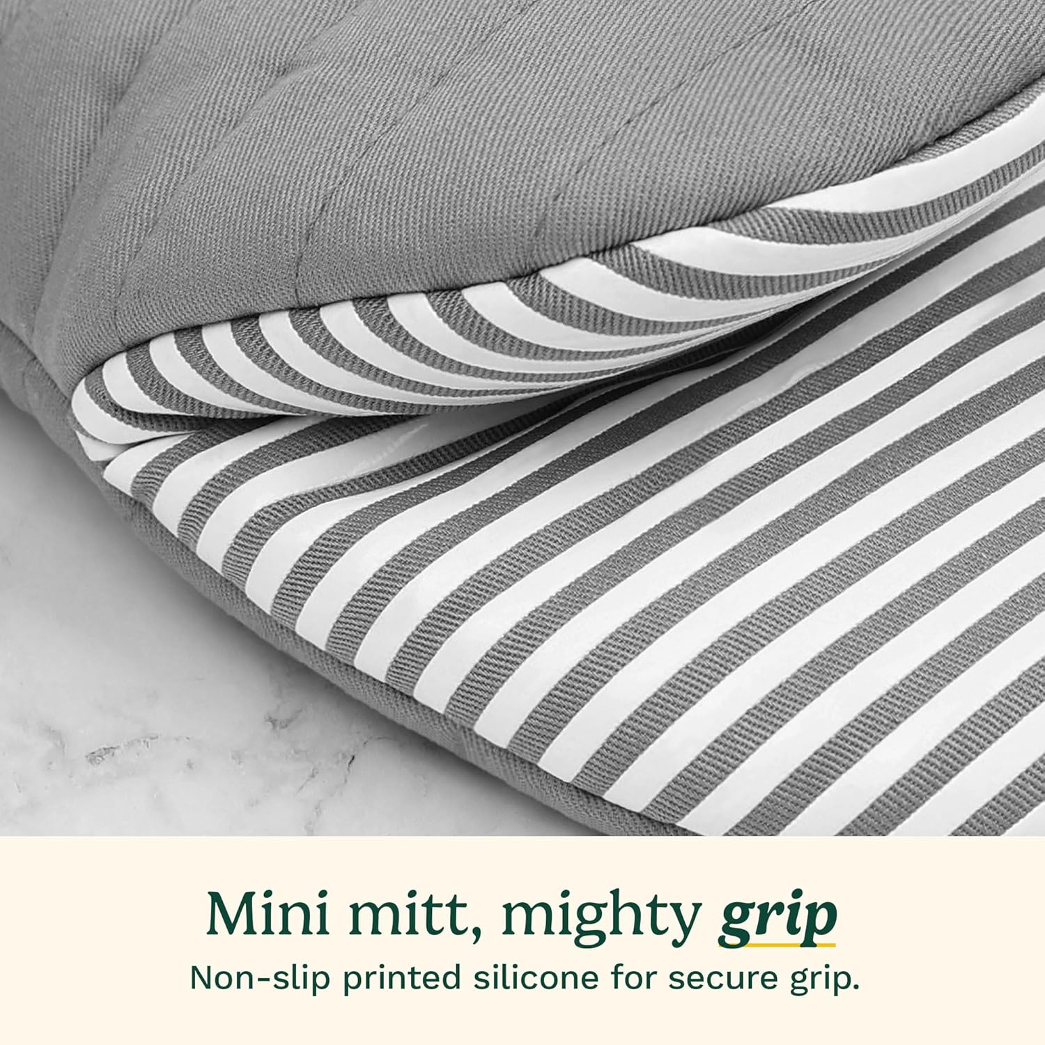 Cuisinart Mini Oven Mitts – 5.5” x 8” Heat-Resistant Kitchen Mitts for Oven with Non-Slip Printed Silicone, Cotton Filling, and Faux Leather Loop – Durable Oven Mitt Set for Cooking & Baking (Horizon)