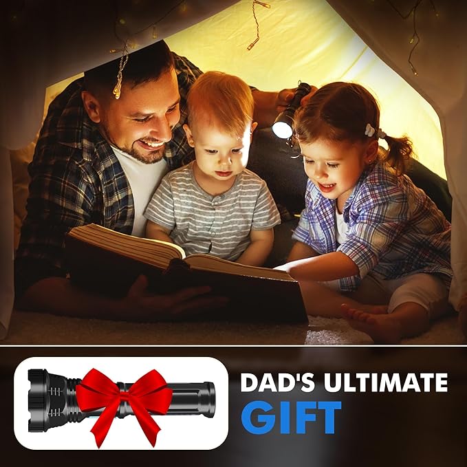 Solar/Rechargeable LED Flashlights, Multi Function Flashlight with 2000 mAh Battery, Emergency Strobe Light, Waterproof, Fast USB Charging, Survival Gear and Supplies for Camping, 2 Pack