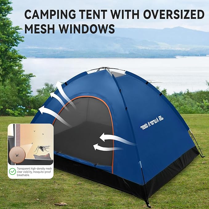 2 Person Camping Tent 4 Person Tents for Camping Windproof Tents for Camping Hiking Backpacking Traveling 2/3/4 Family People Tents for Camping Portable Tent with Carry Bag