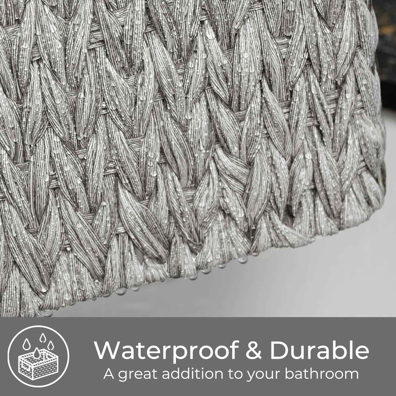 GRANNY SAYS Wicker Storage Baskets for Shelves, Waterproof Wicker Baskets for Organizing, Woven Basket for Shelves, Decorative Basket for Living Room, Grey