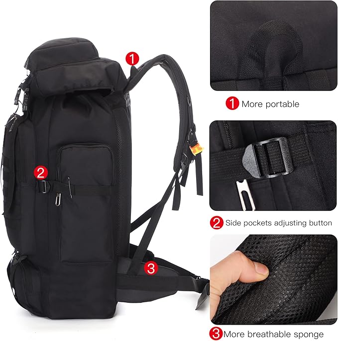 100L Hiking Camping Backpack Tactical Backpack for Men Large Survival Hunting Waterproof Backpack Molle Rucksack Military Camping Backpacking Daypack