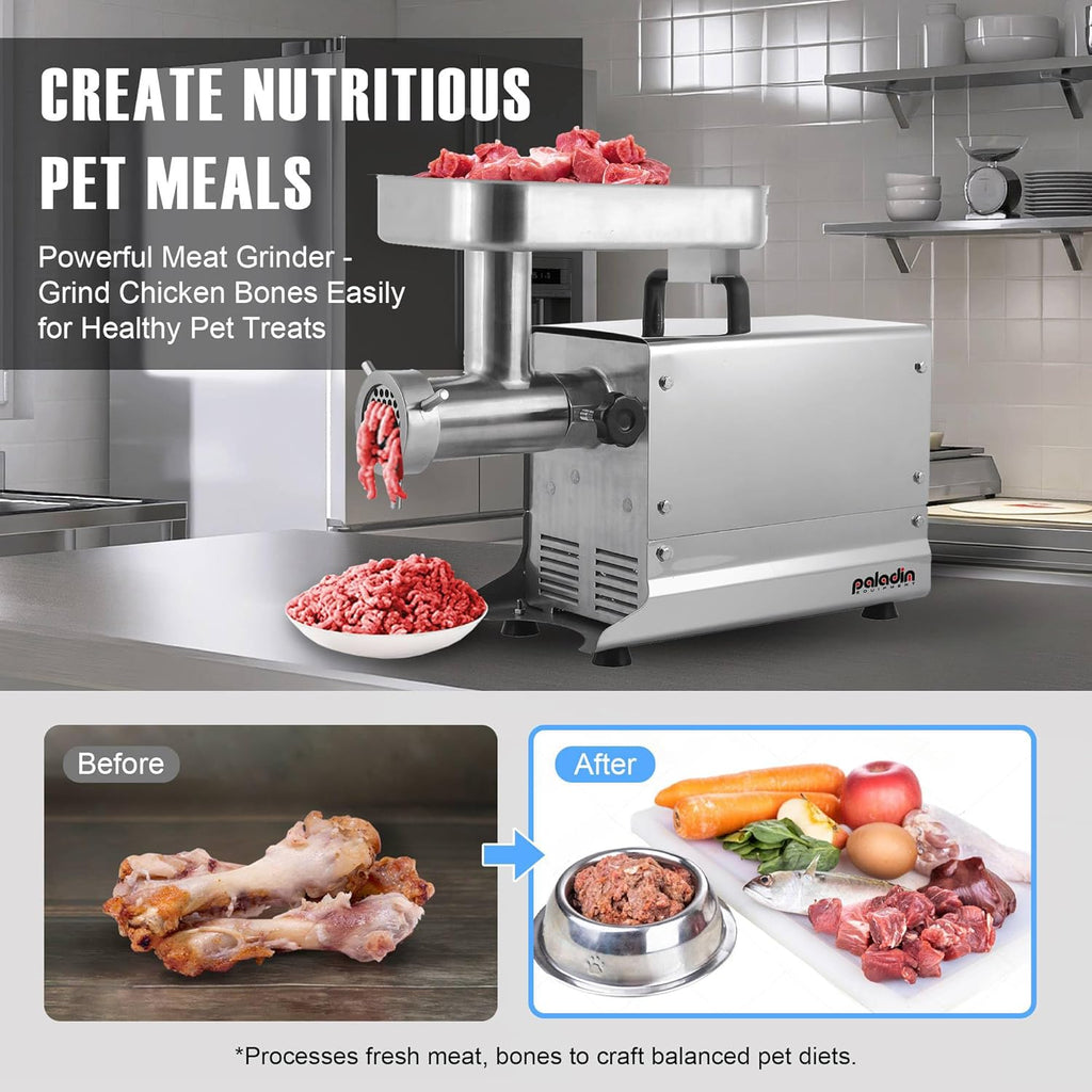 #22 Commercial Electric Meat Grinder Machine, 550lbs/h, 1HP Stainless Steel Meat Grinder Heavy Duty with Sausage Stuffer for deer processing, Pet Food, Heavy Use