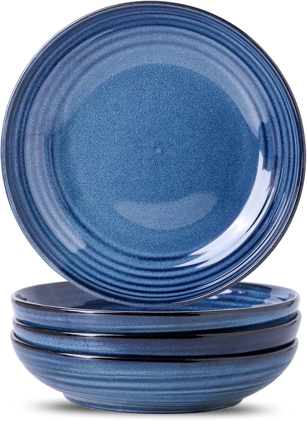 MEKY Ceramic Pasta Bowls, 8.7 Inch Serving Bowls for Salad, 32oz Soup & Fruit, Set of 4,Microwave & Dishwasher Safe, Dinnerware for Family, Entertaining & Everyday Meals (Blue)