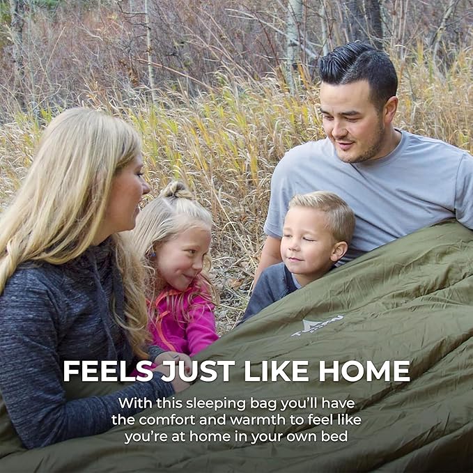 Teton Mammoth Queen Size Double Sleeping Bag- A Warm Bag The Whole Family can Enjoy – Great for Camping, Hunting and Base Camp. Compression Sack Included