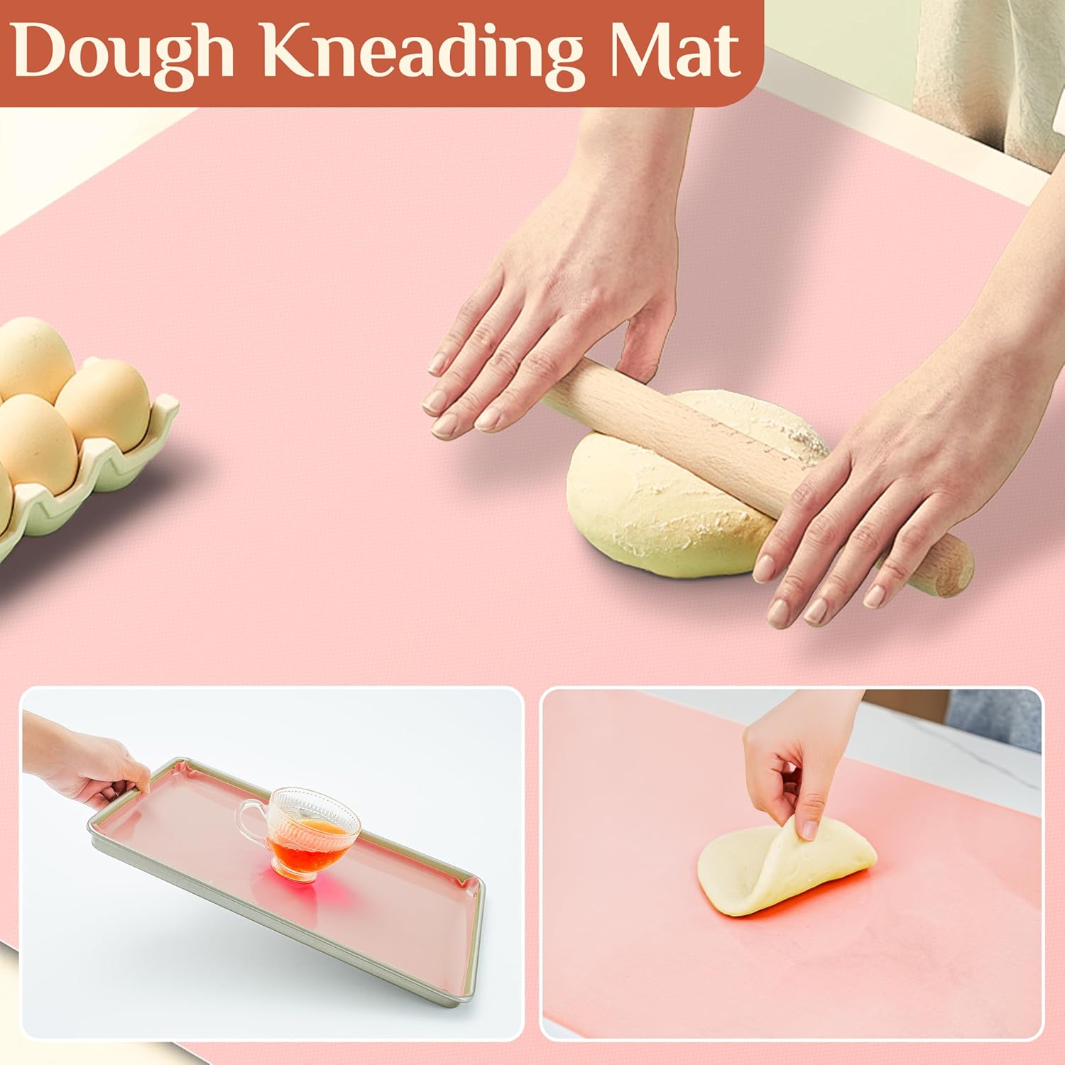 Silicone Baking Mat, 12 IN x 6 FT Free Cutting Baking Sheet, Non-Stick Reusable Dough & Pastry Mat, Non-Slip Silicone Mat Roll for Air Fryer Liner, Freeze Dryer, Oven Baking Pan, Kitchen Counter