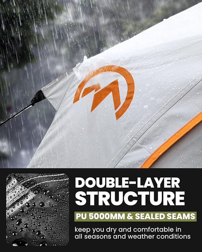 OutdoorMaster 2 Person Camping Tent, 4 Seasons Lightweight Backpacking Canopy, Waterproof and Weatherproof Sun Shelter, Double Layer Outdoor Cabana for Camping, Hiking and Mountaineering