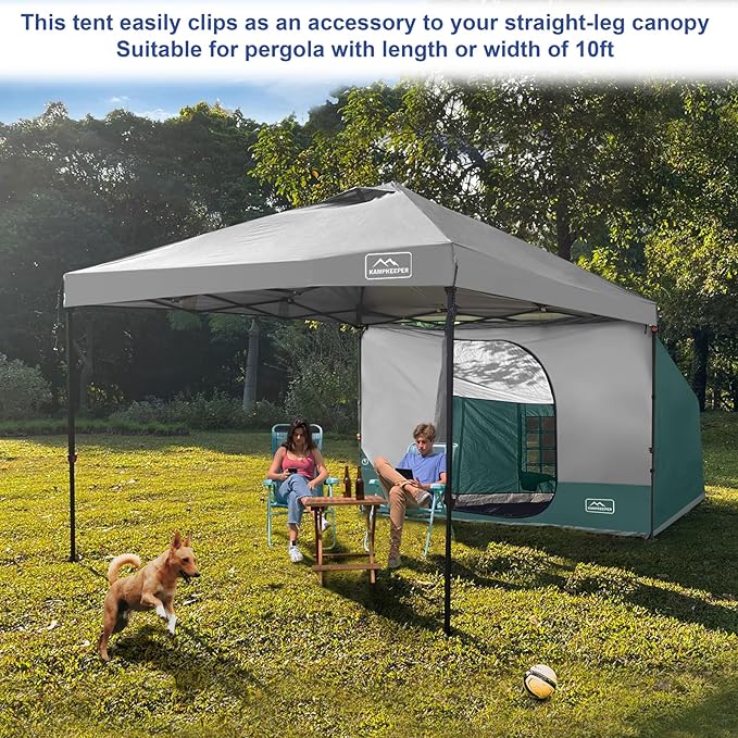 KAMPKEEPER Side Tent,Camping Tent for 10' x 10' Pop Up Canopy, Easy Set Up Gazebo,Compatible with 10' Wide Canopy Tents (Green)